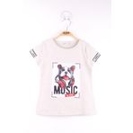 Toontoy Kız Çocuk Kol Kulaklıklı Köpek Baskılı Tişört Kahve Melanj 6 YAŞ