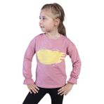 Toontoy Kız Çocuk Kol Ucu Lastikli Taş İşlemeli Baskılı Tişört Gül Kurusu 7 YAŞ