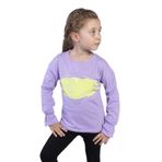 Toontoy Kız Çocuk Kol Ucu Lastikli Taş İşlemeli Baskılı Tişört Lila 7 YAŞ