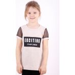 Toontoy Kız Çocuk Kolları Fileli Baskılı T-Shirt - 7 Yaş - Kahverengi