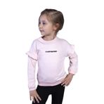 Toontoy Kız Çocuk Kolları Fırfır Detaylı Nakışlı Sweatshirt Pudra 2 YAŞ