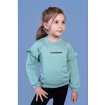 Toontoy Kız Çocuk Kolları Fırfır Detaylı Nakışlı Sweatshirt Yeşil 1 YAŞ