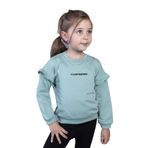 Toontoy Kız Çocuk Kolları Fırfır Detaylı Nakışlı Sweatshirt Yeşil 2 YAŞ