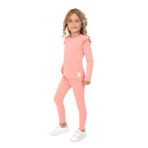 Toontoy Kız Çocuk Kolları Fırfırlı Taytlı Takım Somon 3 YAŞ