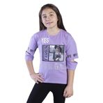 Toontoy Kız Çocuk Kolları Kesik Detaylı Baskılı Tişört - 8 Yaş - Lila