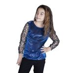 Toontoy Kız Çocuk Kolları Yıldızlı Tişört Saks 10 YAŞ