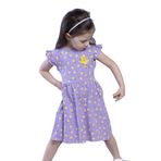 Toontoy Kız Çocuk Komple Ananas Baskılı Çiçek Aksesuarlı Elbise Lila 1 YAŞ