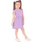 Toontoy Kız Çocuk Komple Baskılı Elbise - 4 Yaş - Lila