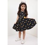 Toontoy Kız Çocuk Komple Baskılı Elbise Siyah 3 YAŞ