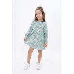 Toontoy Kız Çocuk Komple Desenli Elbise - 7 Yaş - Yeşil