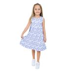 Toontoy Kız Çocuk Komple Desenli Elbise Mavi 5 YAŞ