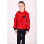 Toontoy Kız Çocuk Komple Kalp Desenli Sweatshirt Kırmızı 6 YAŞ