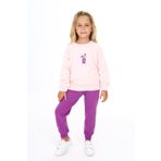 Toontoy Kız Çocuk Kulaklı R Baskılı Eşofman Takım Pudra 2 YAŞ
