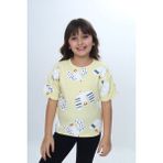 Toontoy Kız Çocuk Kuş Pano Baskılı Tişört - Açık Sarı - 2 Yaş