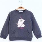 Toontoy Kız Çocuk Kuzu Baskılı Sweatshirt - 1 Yaş - Antrasit Melanj