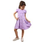 TOONTOY Kız Çocuk Lale Baskılı Volanlı Elbise, 3 Yaş, 22497, Lila, Kız Çocuklar