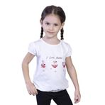 Toontoy Kız Çocuk Lastikli Büzgü Detaylı Baskılı Tişört Ekru 1 YAŞ