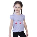 Toontoy Kız Çocuk Lastikli Büzgü Detaylı Baskılı Tişört Gri Melanj 1 YAŞ