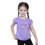 Toontoy Kız Çocuk Lastikli Büzgü Detaylı Baskılı Tişört Lila 1 YAŞ