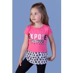 Toontoy Kız Çocuk Leopar Desenli Poplin Detaylı Tişört