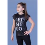 Toontoy Kız Çocuk Let Me Go Baskılı Tişört Siyah 12 YAŞ