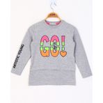 Toontoy Kız Çocuk Letis Go Baskılı T-Shirt - 8 Yaş - Gri Melanj