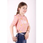 Toontoy Kız Çocuk Likee Baskılı Kapüşonlu Tişört