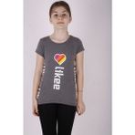 Toontoy Kız Çocuk Likee Baskılı T-Shirt - 7 Yaş - Antrasit Melanj
