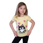 TOONTOY Kız Çocuk Likee Kedi Baskılı Tişört 3 Yaş, 3 Yaş, 11122-, Sarı, Kız Çocuklar