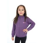 Toontoy Kız Çocuk Lila Dik Yaka Fermuarlı Düşük Omuz Cepli Nakış Baskılı Örme Hırka - 2 İplik Şardon