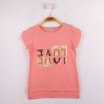 Toontoy Kız Çocuk Love Baskılı T-shirt - 5 Yaş - Somon