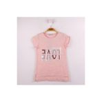 TOONTOY Kız Çocuk Love Baskılı Tişört 6 Yaş, 6 Yaş, 10681-1, Pembe, Kız çocuk