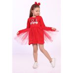 Toontoy Kız Çocuk Love Kalp Baskılı Elbise