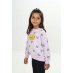 Toontoy Kız Çocuk Love Kalp Baskılı Sweatshirt - Açık Lila - 4 Yaş