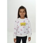 Toontoy Kız Çocuk Love Kalp Baskılı Sweatshirt - Ekru - 2 Yaş