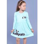 Toontoy Kız Çocuk Luckycats Baskılı Elbise