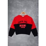 Toontoy Kız Çocuk Mıamı Baskılı Sweatshirt Kırmızı 14 YAŞ