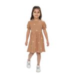 Toontoy Kız Çocuk Mini Fiyonk Baskılı Elbise Kahverengi 4 YAŞ