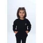 Toontoy Kız Çocuk Mini Kalp Baskılı Sweatshirt - Siyah - 4 Yaş