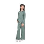 TOONTOY Kız Çocuk Minimalizm Baskılı Eşofman Takım, 12-13 Yaş, 24819, Yeşil, kız-çocuk