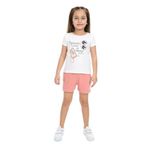 Toontoy Kız Çocuk Mucıs Makes Me Happy Baskılı Şortlu Takım Koyu Pudra 5 YAŞ