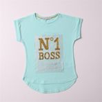 Toontoy Kız Çocuk N1 Boss Baskılı Tişört Mint Yeşili 5 YAŞ
