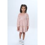 Toontoy Kız Çocuk Nakışlı Elbise - 4 Yaş - Pudra
