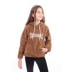 TOONTOY Kız Çocuk Nakışlı Kapüşonlu Sweatshirt, 12-13 Yaş, 22623, Kahverengi, kız-çocuk
