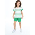 Toontoy Kız Çocuk Nakışlı Şortlu Takım - Mavi - 5 Yaş