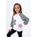 Toontoy Kız Çocuk Nakışlı Sweatshirt - Beyaz - 6 Yaş