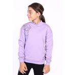 Toontoy Kız Çocuk Nakışlı Taş İşlemeli Balıkçı Yaka Sweatshirt Lila 6-7 YAŞ