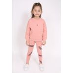 Toontoy Kız Çocuk Nakışlı Taytlı Takım - 5 Yaş - Koyu Pudra