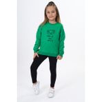 Toontoy Kız Çocuk Nakışlı Taytlı Takım Çimen Yeşili 2 YAŞ