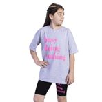 Toontoy Kız Çocuk Neon Baskılı Taytlı Takım Gri Melanj 8 YAŞ